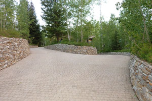 Entrance to upper and lower driveway