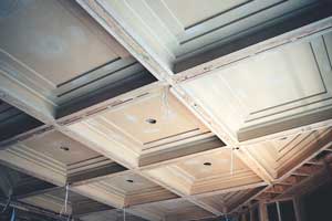 Coffer ceiling subsystem in preparation for venetian plastering